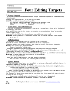 Four Editing Targets  WRITING CENTER TIPS