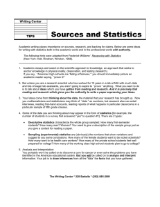 Sources and Statistics  Writing Center TIPS