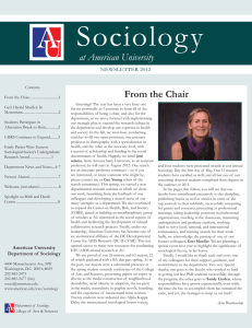 Sociology at American University From the Chair NEWSLETTER 2012