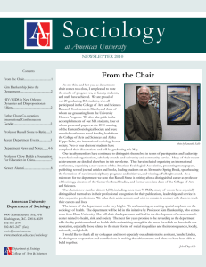 Sociology at American University From the Chair NEWSLETTER 2010
