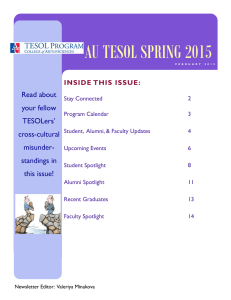 AU TESOL SPRING 2015  Read about your fellow