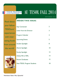 AU TESOL FALL 2014 Read about your fellow TESOLers’