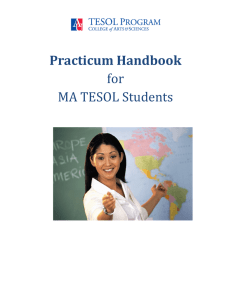 Practicum Handbook for MA TESOL Students