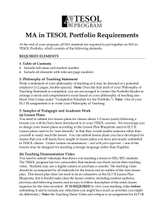 MA in TESOL Portfolio Requirements