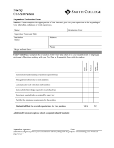 Poetry Concentration Supervisor Evaluation Form