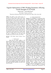 Taguchi Optimization of MIG Welding Parameters Affecting Diganta Kalita