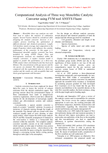 Computational Analysis of Three way Monolithic Catalytic Yugal Kishor Sinha