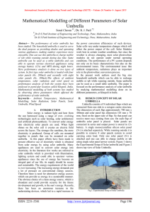 Mathematical Modelling of Different Parameters of Solar Umbrella , Dr. Sonal Chavan