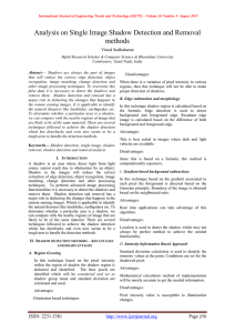 Analysis on Single Image Shadow Detection and Removal methods Vinod Sudhakaran