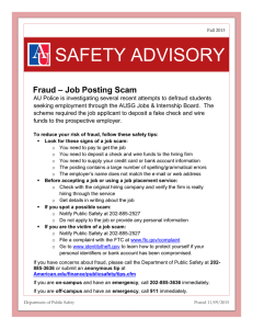 SAFETY ADVISORY – Job Posting Scam Fraud