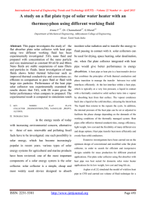 A study on a flat plate type of solar water... thermosyphon using different working fluid