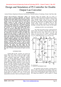 Design and Simulation of PI Controller for Double Output Luo Converter