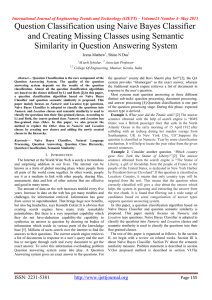 Question Classification using Naive Bayes Classifier Similarity in Question Answering System