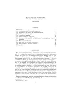 TOPOLOGY OF FOLIATIONS Contents Introduction 1