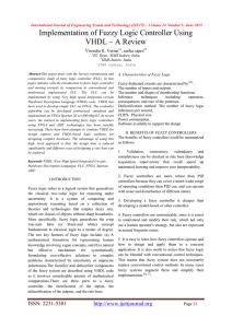 Implementation of Fuzzy Logic Controller Using VHDL – A Review