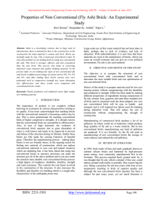 Properties of Non Conventional (Fly Ash) Brick: An Experimental Study Ravi Kumar