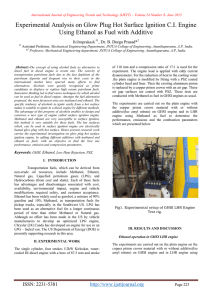 Experimental Analysis on Glow Plug Hot Surface Ignition C.I. Engine