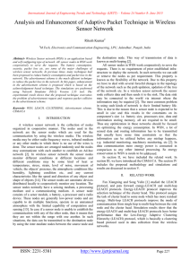 Analysis and Enhancement of Adaptive Packet Technique in Wireless Sensor Network