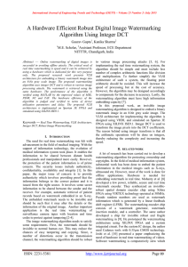 A Hardware Efficient Robust Digital Image Watermarking Algorithm Using Integer DCT