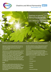 Oaktrees In-patient Eating Disorder Service Care • Well-being • Partnership