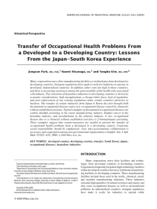 Transfer of Occupational Health Problems From From the Japan–South Korea Experience