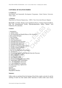 CONTROL OF SULFUR OXIDES