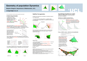 Geometry of population Dynamics Stephen Baigent, Department of Mathematics, UCL