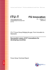 ITU-T FG Innovation Successful cases of ICT innovations for developing countries