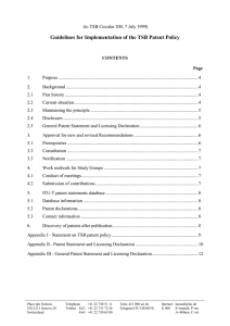 Guidelines for Implementation of the TSB Patent Policy