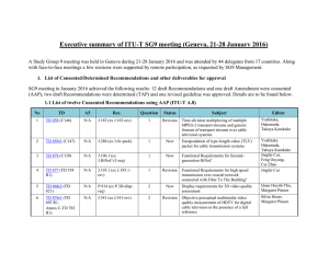 Executive summary of ITU-T SG9 meeting (Geneva, 21-28 January 2016)