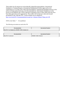 These tables list all common text and technically aligned Recommendations |... both organizations as of 19 May 2016. Many Recommendations | International...