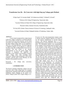 Transformer less Dc – Dc Converter with high Step up...  International Journal of Engineering Trends and Technology- Volume2Issue3- 2011