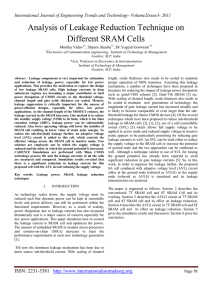 Analysis of Leakage Reduction Technique on Different SRAM Cells Monika Yadav