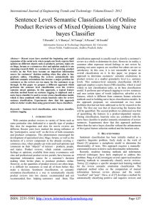 Sentence Level Semantic Classification of Online bayes Classifier