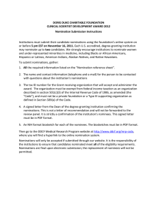 DORIS DUKE CHARITABLE FOUNDATION CLINICAL SCIENTIST DEVELOPMENT AWARD 2012 Nomination Submission Instructions