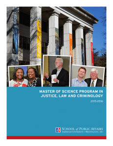 MASTER OF SCIENCE PROGRAM IN JUSTICE, LAW AND CRIMINOLOGY 2015-2016