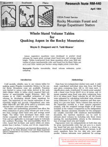 Whole Stand Volume Tables for Quaking Aspen in the Rocky Mountains H.
