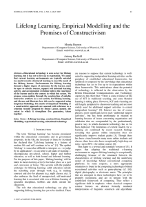 Lifelong Learning, Empirical Modelling and the Promises of Constructivism Meurig Beynon Antony Harfield