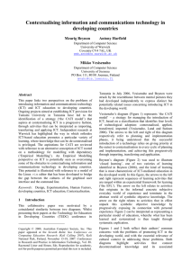 Contextualising information and communications technology in developing countries Meurig Beynon Antony Harfield