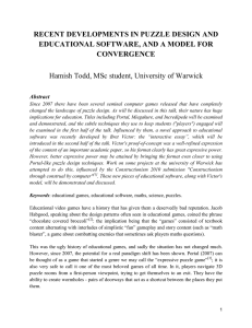 RECENT DEVELOPMENTS IN PUZZLE DESIGN AND CONVERGENCE