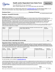 Health and/or Dependent Care Claim Form