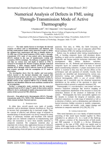 Numerical Analysis of Defects in FML using Through-Transmission Mode of Active Thermography