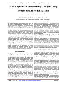 Web Application Vulnerability Analysis Using Robust SQL Injection Attacks