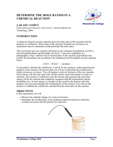 DETERMINE THE MOLE RATIOS IN A CHEMICAL REACTION  LAB ADV COMP.9