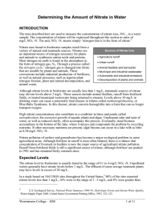 Determining the Amount of Nitrate in Water INTRODUCTION