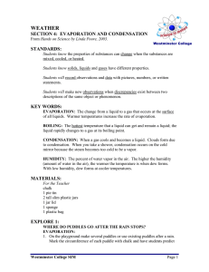 WEATHER SECTION 4:  EVAPORATION AND CONDENSATION STANDARDS: