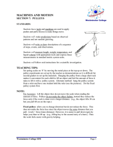 MACHINES AND MOTION SECTION 7:  PULLEYS
