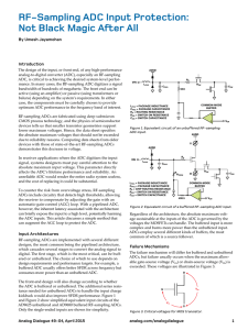 RF-Sampling ADC Input Protection: Not Black Magic After All By Umesh Jayamohan Introduction