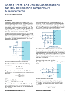 Analog Front-End Design Considerations for RTD Ratiometric Temperature Measurements