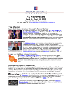AU Newsmakers Top Stories – April 10, 2015 April 3